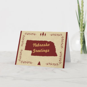 Nebraska State Christmas Holiday Greetings Card