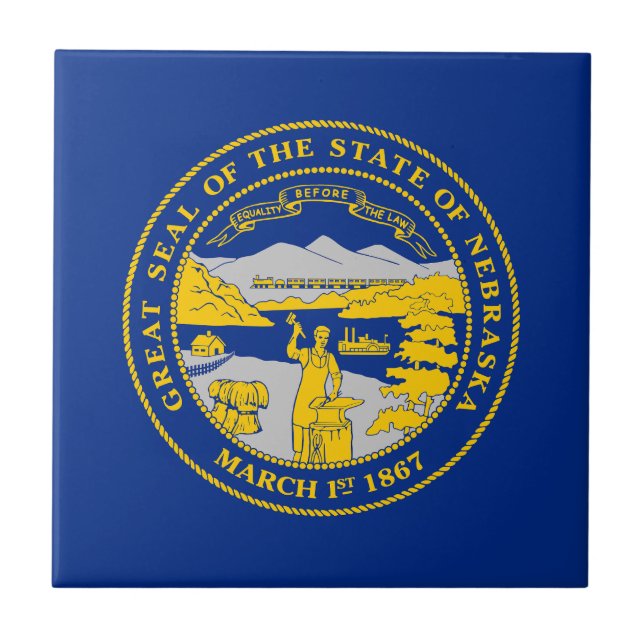 Nebraska State Flag Ceramic Tile (Front)