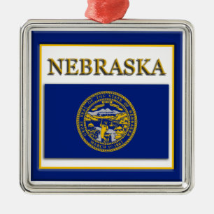 Nebraska State Flag Christmas Ornament