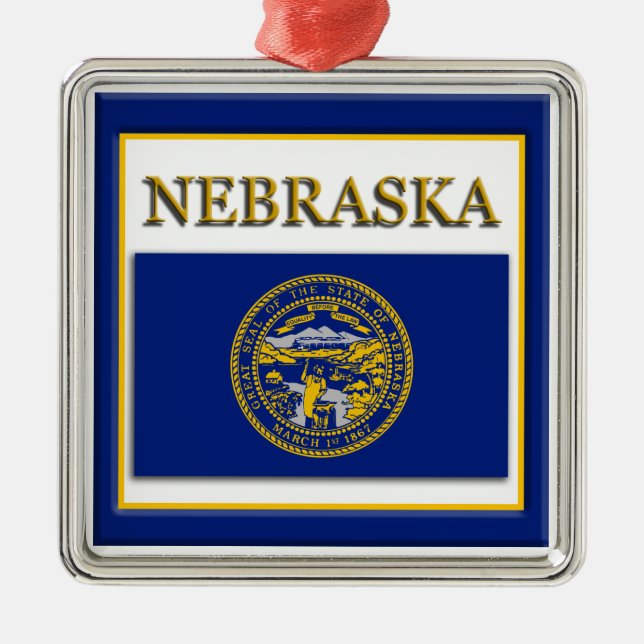 Nebraska State Flag Christmas Ornament (Front)