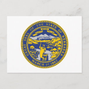 Nebraska State Flag Cornhusker State Seal Postcard