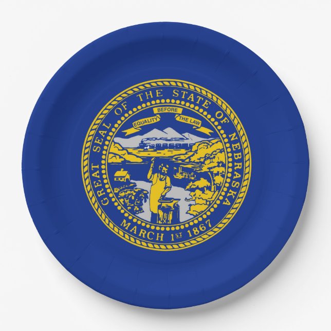 Nebraska State Flag Design Decor Paper Plate (Front)