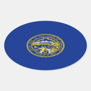 Nebraska State Flag Design Oval Sticker