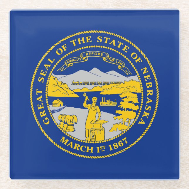 Nebraska State Flag Glass Coaster (Front)