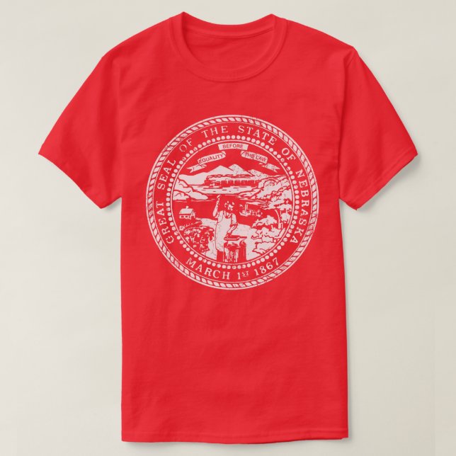 Nebraska State Flag Retro Distressed T-Shirt (Design Front)