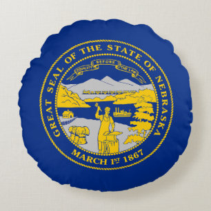 Nebraska State Flag Round Cushion