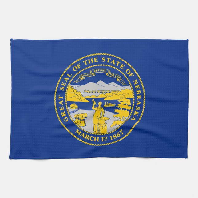 Nebraska State Flag Tea Towel (Horizontal)