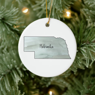 Nebraska State Illustration Ceramic Ornament