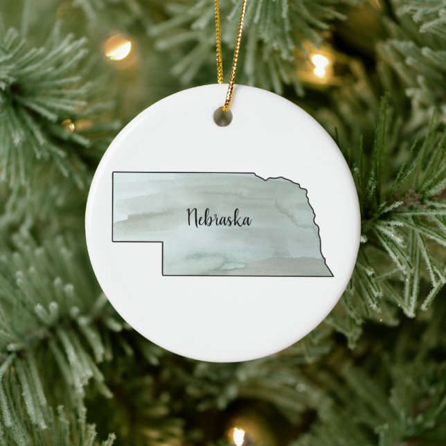 Nebraska State Illustration Ceramic Ornament (Tree)