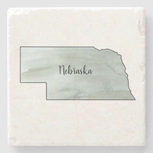 Nebraska State Illustration Stone Coaster
