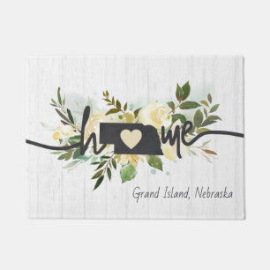 Nebraska State Personalised Your Home City Rustic Doormat