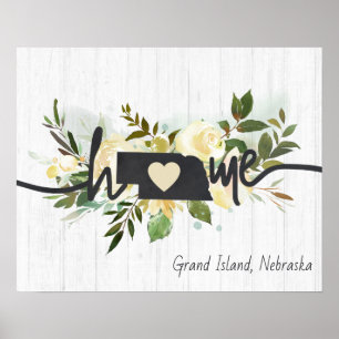 Nebraska State Personalised Your Home City Rustic Poster
