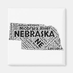 Nebraska State Word Cloud Magnet