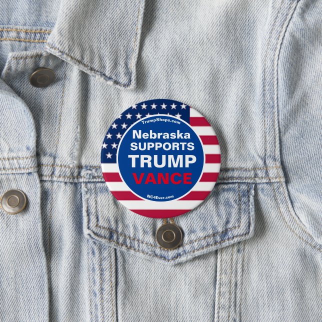  Nebraska SUPPORTS TRUMP VANCE 7.5 Cm Round Badge (In Situ)