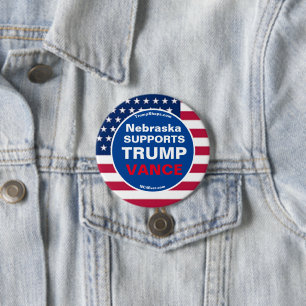  Nebraska SUPPORTS TRUMP VANCE 7.5 Cm Round Badge