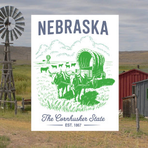 Nebraska The Cornhusker State Est. 1867 Oxen  Postcard
