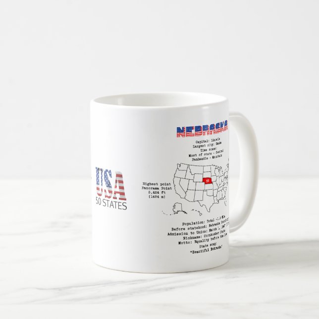 Nebraska. The state of the United States of Americ Coffee Mug (Front Right)