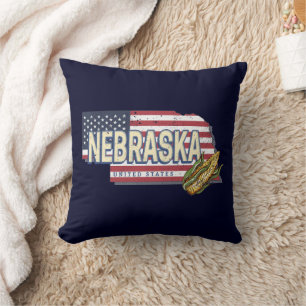 Nebraska United States Retro State Map Vintage USA Cushion
