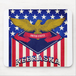 Nebraska USA Flag Mouse Pad