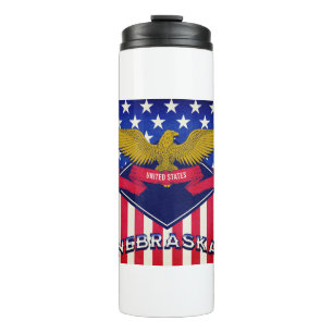 Nebraska USA Flag Thermal Tumbler