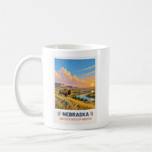 Nebraska USA – Vintage Travel Mug