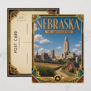 Nebraska Vintage Art Deco Golden Age Postcard