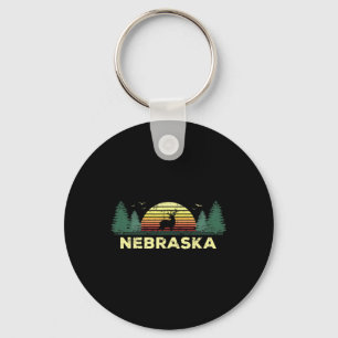Nebraska Vintage Deer Hunting Sunset Souvenir Key Ring