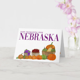 Nebraska Watercolor Pumpkins Thanksgiving Card
