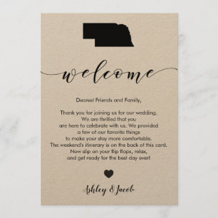 Nebraska Wedding Welcome Letter & Itinerary Card