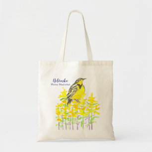 Nebraska Western Meadowlark Goldenrod Tote Bag