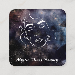*~* Nebuala Cosmic Plant Goddess Woman Floral QR Square Business Card