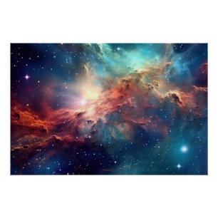 Nebula and galaxies in space  poster