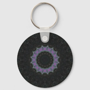 Nebula Black Abstract Mandala Keychain