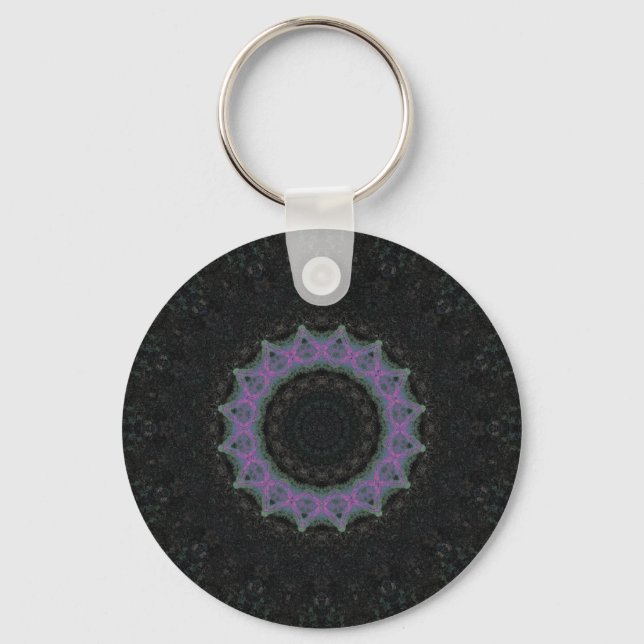 Nebula Black Abstract Mandala Keychain (Front)