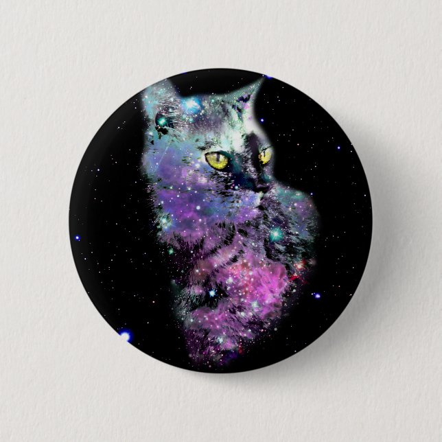 Nebula Cat In Space 6 Cm Round Badge (Front)