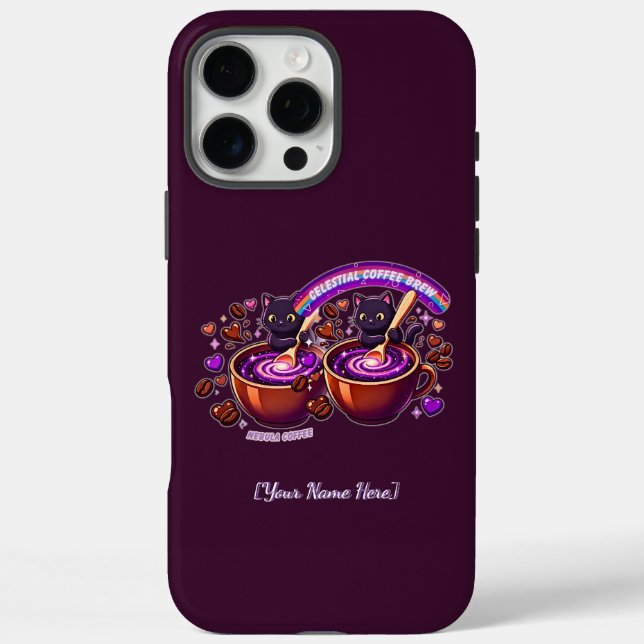 Nebula Celestial Coffee Cats Cute Purple  Case-Mate iPhone Case (Back)