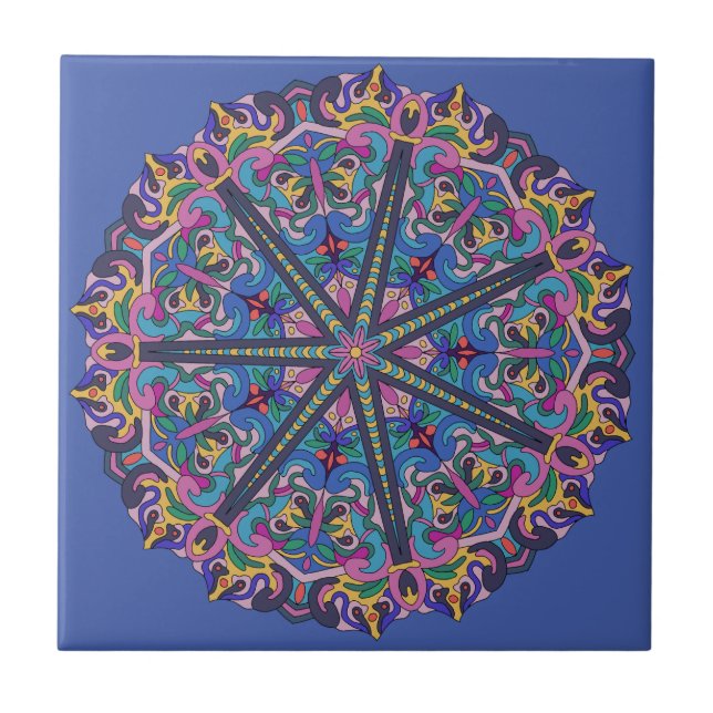 Nebula Dream Mandala Ceramic Tile (Front)