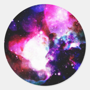 Nebula Galaxy Pink Purple Blue Classic Round Sticker