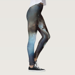 Nebula Orion Astronomy blue brown beige sky stars Leggings