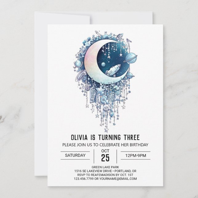 Nebula Outerspace Stars Digital Birthday Invitation (Front)