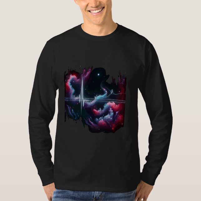 Nebula Pulse - Sci-Fi Heartbeat Vector Art T-Shirt (Front)
