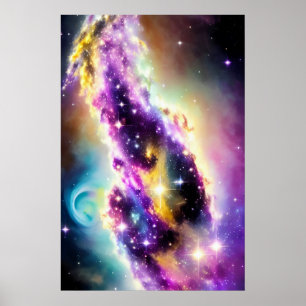 Nebula Roaring Purple in Cosmic Galactic Event Poster