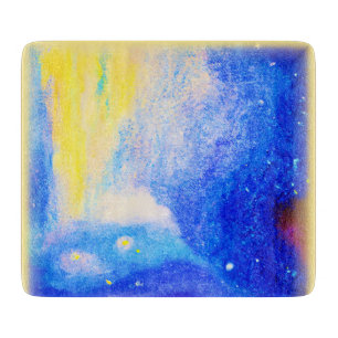 Nebula Stars Blue, Yellow and Milky White. Buy Now Cutting Board
