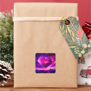 Nebula Stars Celestial Heart Romance Square Sticker