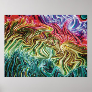 Nebula - Swirling Faux 3d Metallic Rainbow  Poster