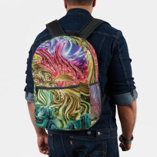 Nebula - Swirling Faux 3d Metallic Rainbow Printed Backpack