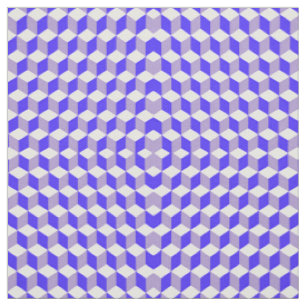 Nebulas Blue and Grey Isometric Cube Pattern Fabric
