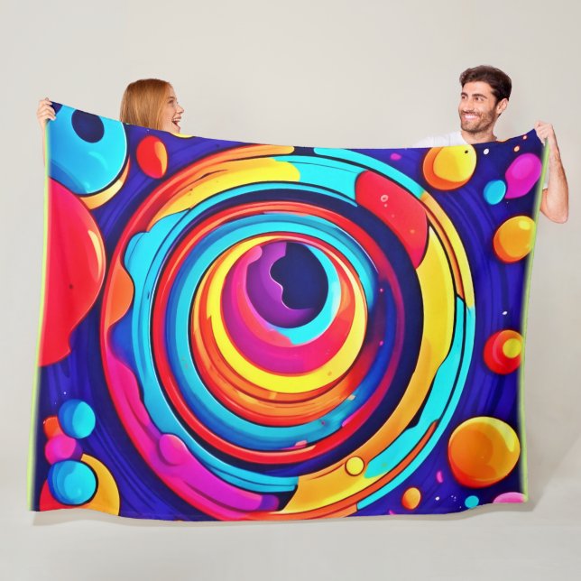 Nebula's Colourful Cosmic Vortex Art Fleece Blanket (In Situ)