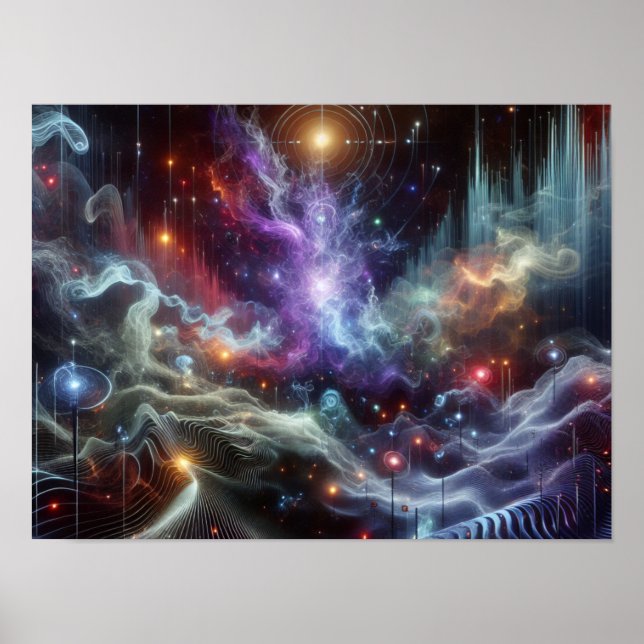 Nebulous Space Signals Sci-fi Space Poster (Front)