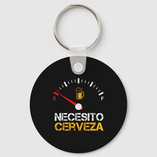 Necesito Cerveza Funny Quote Saying Spanish Beer L Key Ring (Front)
